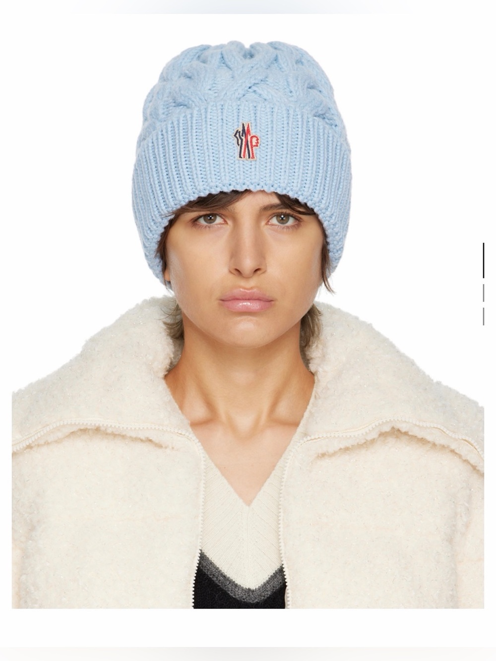 MONCLER Grenoble blue logo beanie
